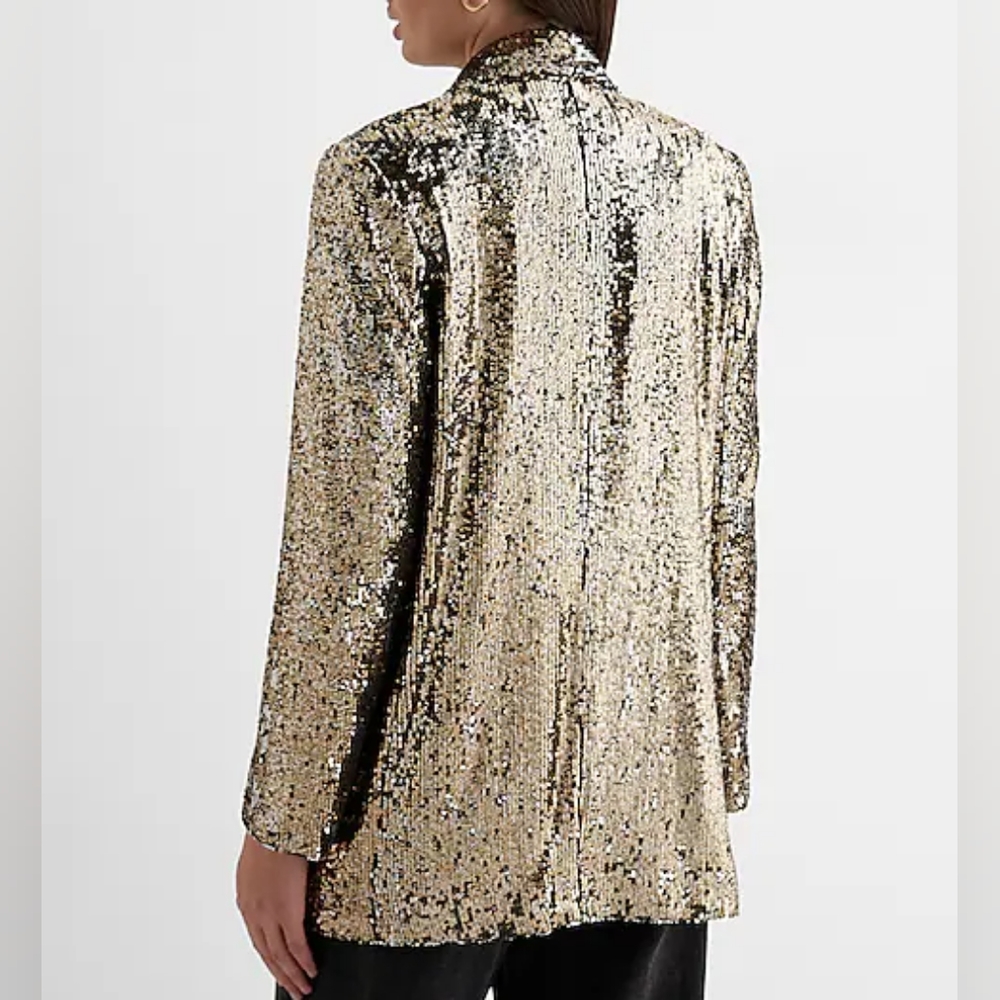 EXPRESS: Sequin Classic Peak Lapel Boyfriend Blazer - Picture 2 of 7